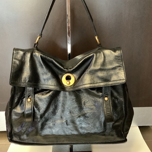 Yves Saint Laurent Black Leather Muse Two - Picture 1 of 7
